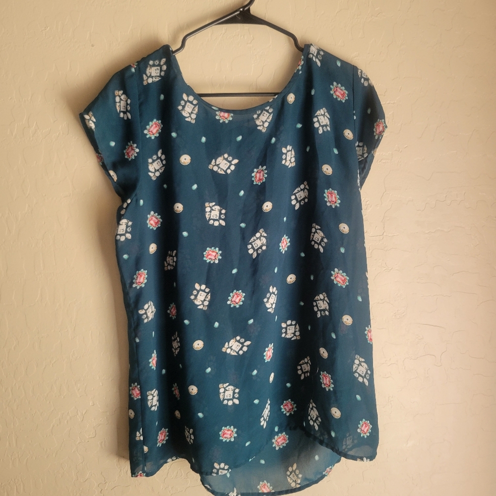 Banana Republic Size Large Teal Jewel Blouse